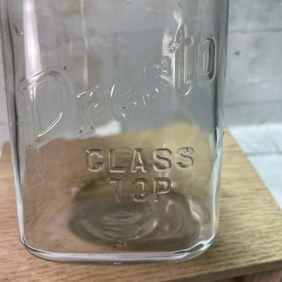 Presto Clear Glass Square Jar Glass Top Lid Bail Arm Closure Owen Illinois Glass - Picture 2 of 10